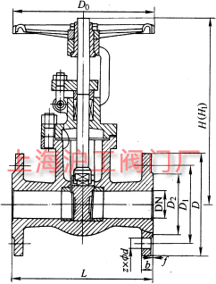 Z41T-10、Z41W-10 型铸铁楔式闸阀主要外形及结构尺寸示意图