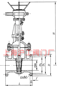 Z940H、Z940Y、Z940W 型 PN16~PN63 钢制电动楔式闸阀主要外形及结构尺寸示意图
