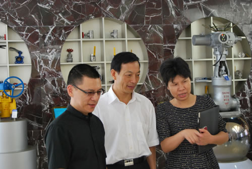 图1 督查组领导肖书记参观我公司产品展厅