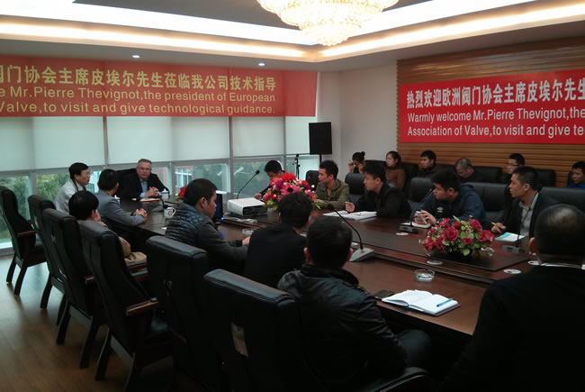 欧洲阀门协会主席皮埃尔先生与员工进行技术交流