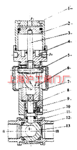 气控三通阀门结构示意图(图 1)