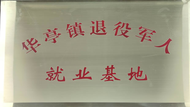 上海沪工阀门厂华亭镇退役军人就业基地牌匾