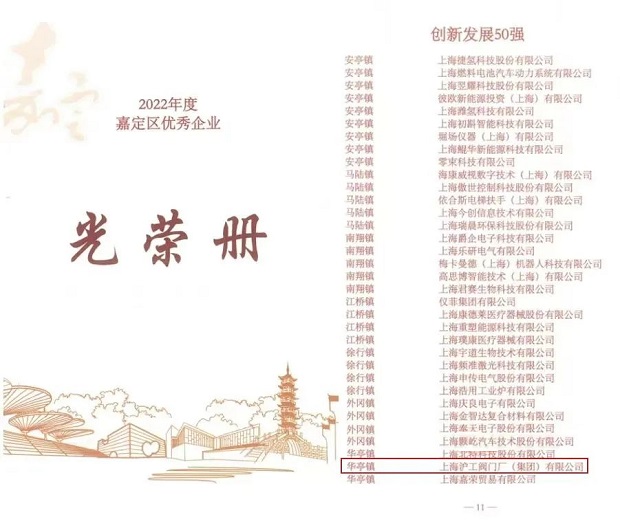 2022年度嘉定区优秀企业光荣册